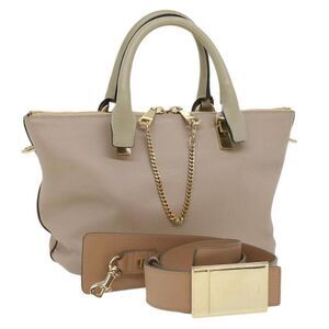 Chloe Bailey Hand Bag Leather 2way Beige Pink